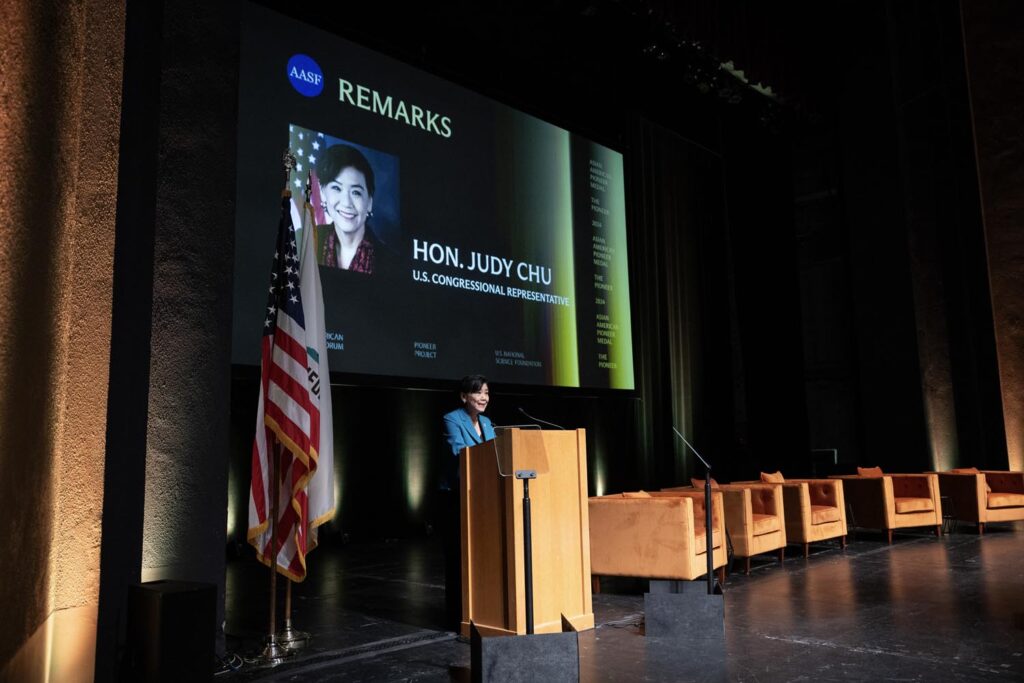 during the Asian American Pioneer Medal Symposium and Ceremony at Stanford Memorial Auditorium on Saturday, July 27, 2024, in Stanford, Calif. (Photo by Jim Gensheimer)