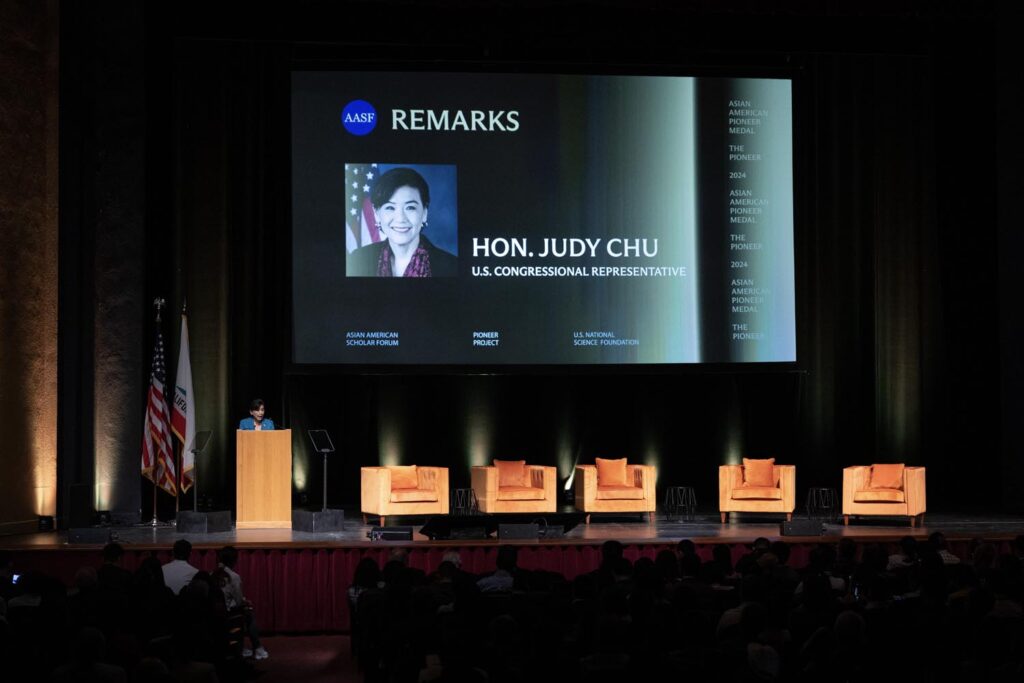during the Asian American Pioneer Medal Symposium and Ceremony at Stanford Memorial Auditorium on Saturday, July 27, 2024, in Stanford, Calif. (Photo by Jim Gensheimer)